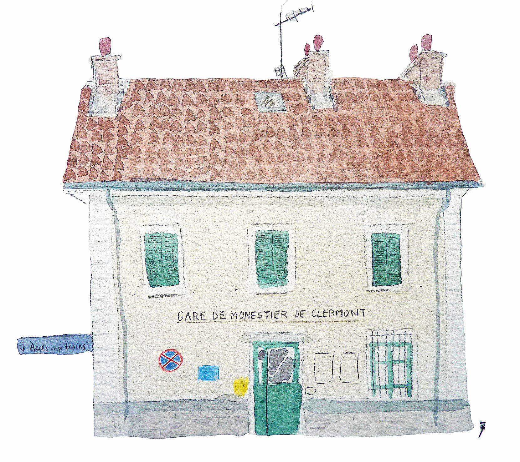 alice raconte - illustratrice - carnettiste - grenoble - aquarelle - trieves - aquarelle - carnet voyage - monestier-de-clermont - gare